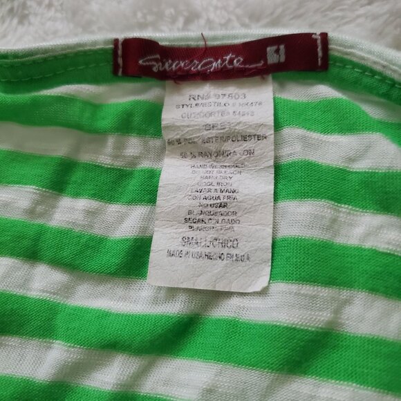 women's striped blouse size Small green/white color graphic - Picture 5 of 5